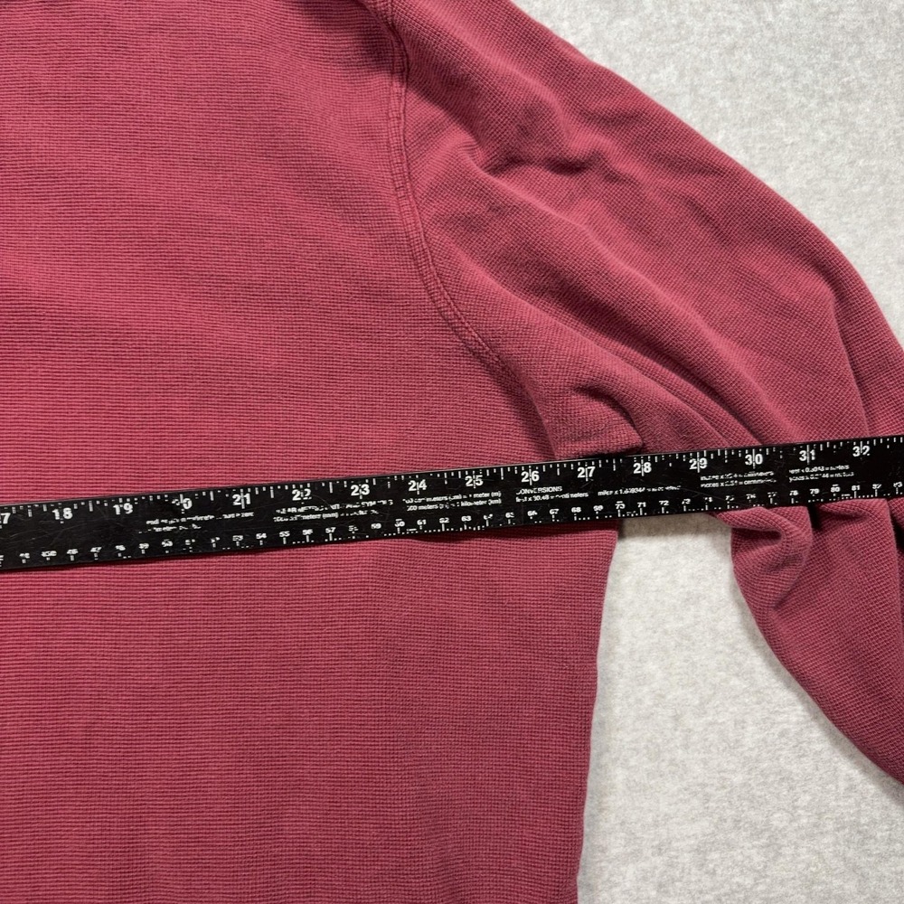 L.L.Bean Shirt Mens 2XL Red Henley Long Sleeve Thermal Waffle Knit Cotton - Picture 8 of 11